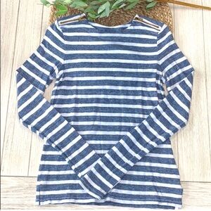 J. Crew Striped Zipper Shoulder Sailor Top